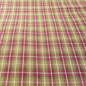 Homespun Cotton Fabric red/green/goldenrod plaid Red and green checked cotton fabric red plaid, 45 Wide, by the yard EP Cotton 343 image 6