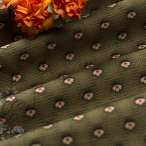 Green Floral "Diaper Print" Calico Fabric – 1800-1870 Reproduction by the yard - 45" WIDE - EP Cotton #848 image 4