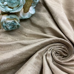 NEW!! Silk Fabric - Birchbark Silver-Grey Dupioni - Silk Shantung - Textured Slubby Silk - 100% Silk - By the yard - 54" WIDE - EP Silk #401