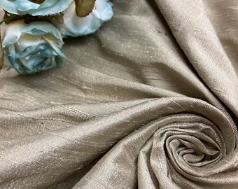 NEW!! Silk Fabric - Birchbark Silver-Grey Dupioni - Silk Shantung - Textured Slubby Silk - 100% Silk - By the yard - 54" WIDE - EP Silk #401