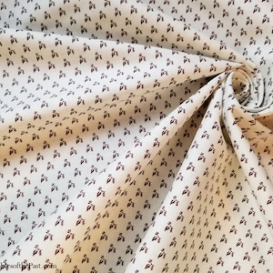 Cotton Reproduction Fabric - Dark Brown "Diaper Print" Leaf Pattern on Ivory - Early "Calico" -by the yard - 45" WIDE - EP Cotton #281