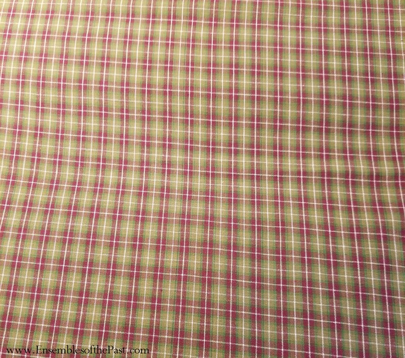 Homespun Cotton Fabric red/green/goldenrod plaid Red and green checked cotton fabric red plaid, 45 Wide, by the yard EP Cotton 343 image 5