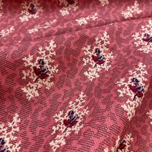Cotton Reproduction Fabric - Stunning Pink Floral with Blue Meander Medley - 1825-1870 - by the yard, 45&quot; WIDE - EP Cotton #480