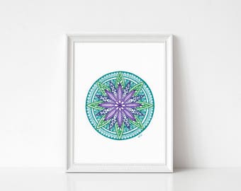 Spring Art - Flower Decor - Flower Wall Art - Flower Art Prints- Flower Prints- Flower Mandala - Seasonal Art- Spring Decor- Doodle Decor