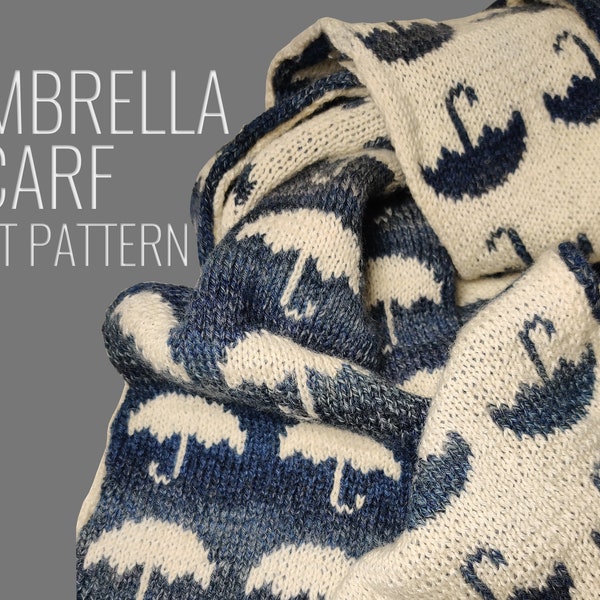 Rainy Day Umbrella Scarf *PDF Knit Pattern* Double Knitting