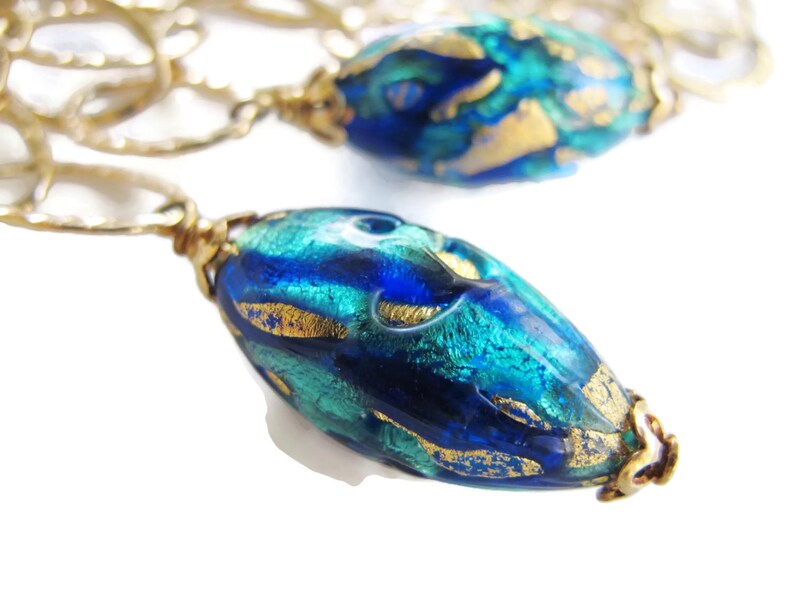 Christmas Gift under 130-Layered Chain Murano Glass Necklace-Love Gift Idea-Elegant Jewelry-Unique Handmade Jewelry-Made With Love Jewelry