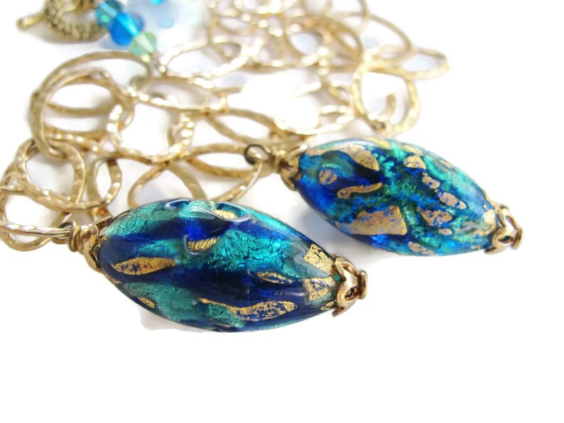 Christmas Gift under 130-Layered Chain Murano Glass Necklace-Love Gift Idea-Elegant Jewelry-Unique Handmade Jewelry-Made With Love Jewelry