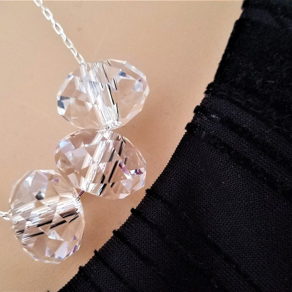 Collier Rondelle en cristal Carrie Bradshaw Style-Chaîne en argent sterling-Code vestimentaire Succès-Cadeau fait à la main pour Her-Swarovski Bijoux en cristal
