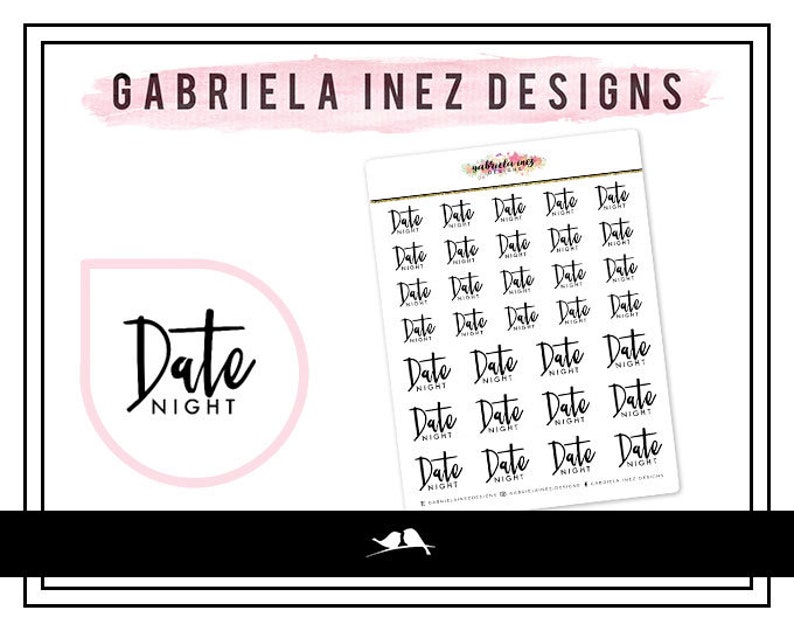 Date Night Text Planner Stickers Perfect for any standard planners, bullet journals, agendas, notebooks, mini planners, etc. image 1