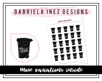 Garbage / Trash Day Trashcan Planner Stickers - Perfect for any standard planners, bullet journals, agendas, notebooks, mini planners, etc.