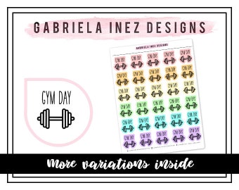 Gym Day Icon Planner Stickers - Perfect for any standard planners, bullet journals, agendas, notebooks, mini planners, etc.