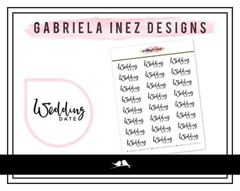 Wedding Date Text Planner Stickers - Perfect for any standard planners, bullet journals, agendas, notebooks, mini planners, etc.