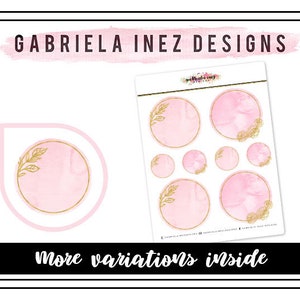 Watercolor Circles Rose' Planner Stickers Perfect for any standard planners, bullet journals, agendas, notebooks, mini planners, etc. image 1