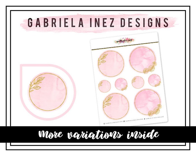 Watercolor Circles Rose' Planner Stickers Perfect for any standard planners, bullet journals, agendas, notebooks, mini planners, etc. image 1