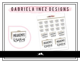 Wedding Date Reminder Planner Stickers - Perfect for any standard planners, bullet journals, agendas, notebooks, mini planners, etc.