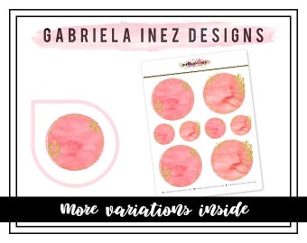 Watercolor Circles - Pinks Planner Stickers - Perfect for any standard planners, bullet journals, agendas, notebooks, mini planners, etc.