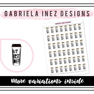 But First Coffee Planner Stickers Perfect for any standard planners, bullet journals, agendas, notebooks, mini planners, etc. image 1