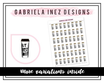 But First Coffee  Planner Stickers - Perfect for any standard planners, bullet journals, agendas, notebooks, mini planners, etc.