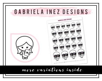 Hand drawn Lexie in Shades w/ Planner - Stickers Perfect for any standard planners, bullet journals, agendas, notebooks, mini planners, etc.