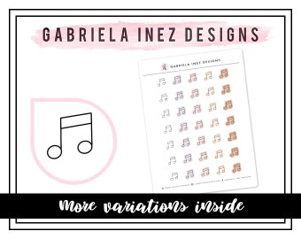Music Note Icon Planner Stickers - Perfecto para cualquier planificador estándar, diarios de viñetas, agendas, cuadernos, scrapbooking, etc.