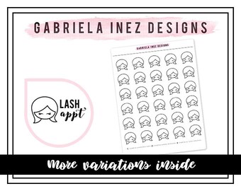 Hand drawn Lexie Lash Appointment Planner Stickers - Perfect for any standard planners, bullet journals, agendas, notebooks, mini planners