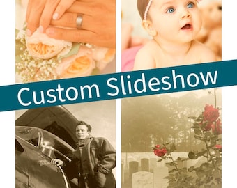 Custom Photo Slideshow: Wedding, Anniversary, Baby, Birthday, Celebration, Memorial (Digital MP4)