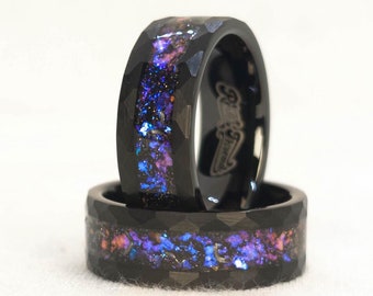 Anel de tungstênio meteorito: Nebula Cosmic Jewelry, unissex, 8 mm