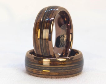 Anel de corda de guitarra Whiskey Barrel: carboneto de tungstênio, faixa de 8 mm