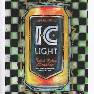 I.C. Light Giclée-tryck, Pittsburgh yinzer-konst, matkonst, öl