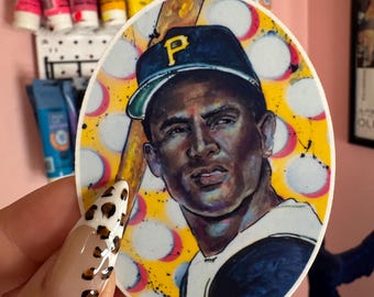 Roberto Clemente Sticker, Pittsburgh pirates yinzer art three rivers stadium