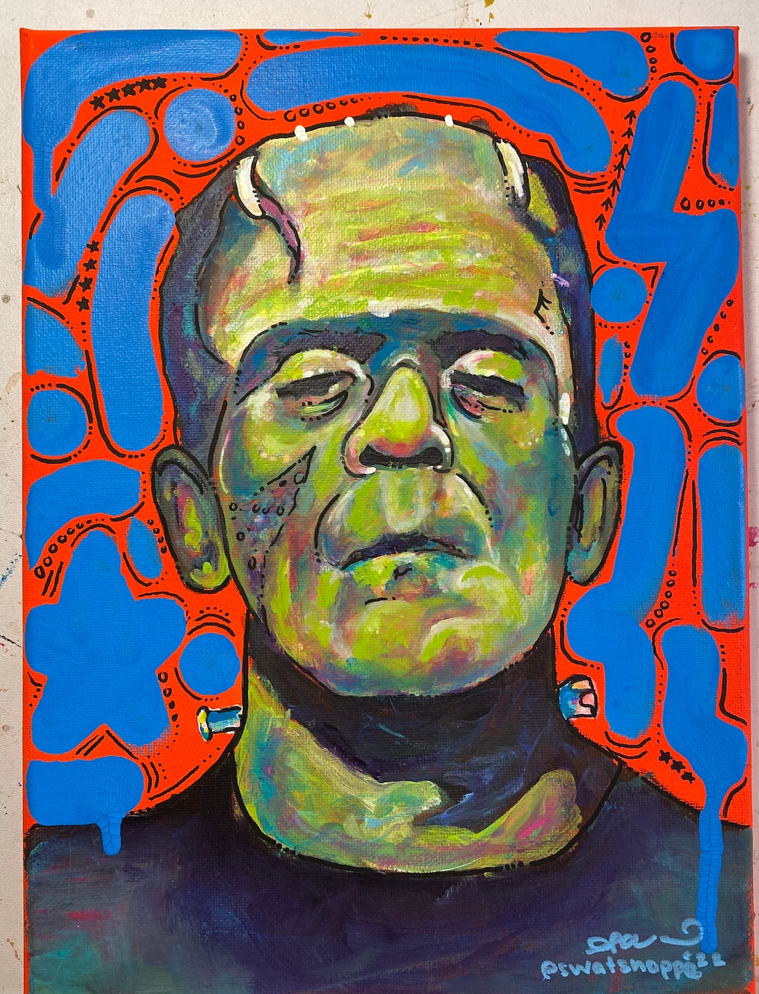 Original Frankenstein Painting Etsy