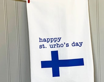 St. Urho's Day Dishtowel+Finnish gift+Finland+Hostess gift+Tea Towel