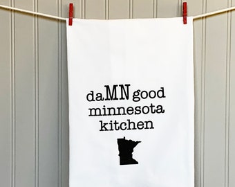 daMN good minnesota kitchen cotton dish towel+Minnesota+Minnesota gift+MN+Hostess gift+Tea towel