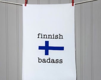Finnish Badass dish towel+Minnesota gift+Finnish gift+Minnesota+Finland+MN+Tea towel