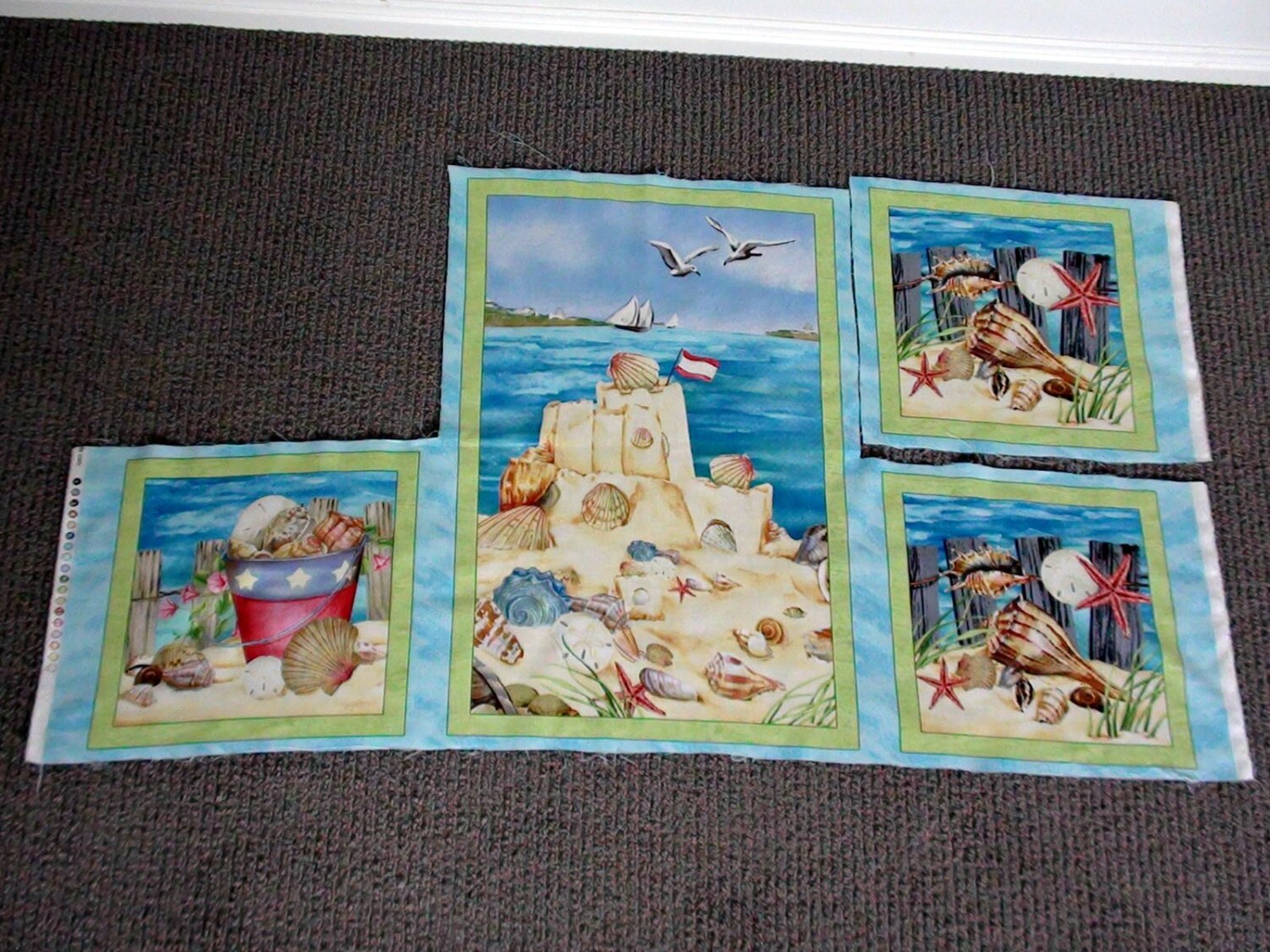 Nautical fabric. Quilt fabric. Beach fabric panel. Fabric Etsy