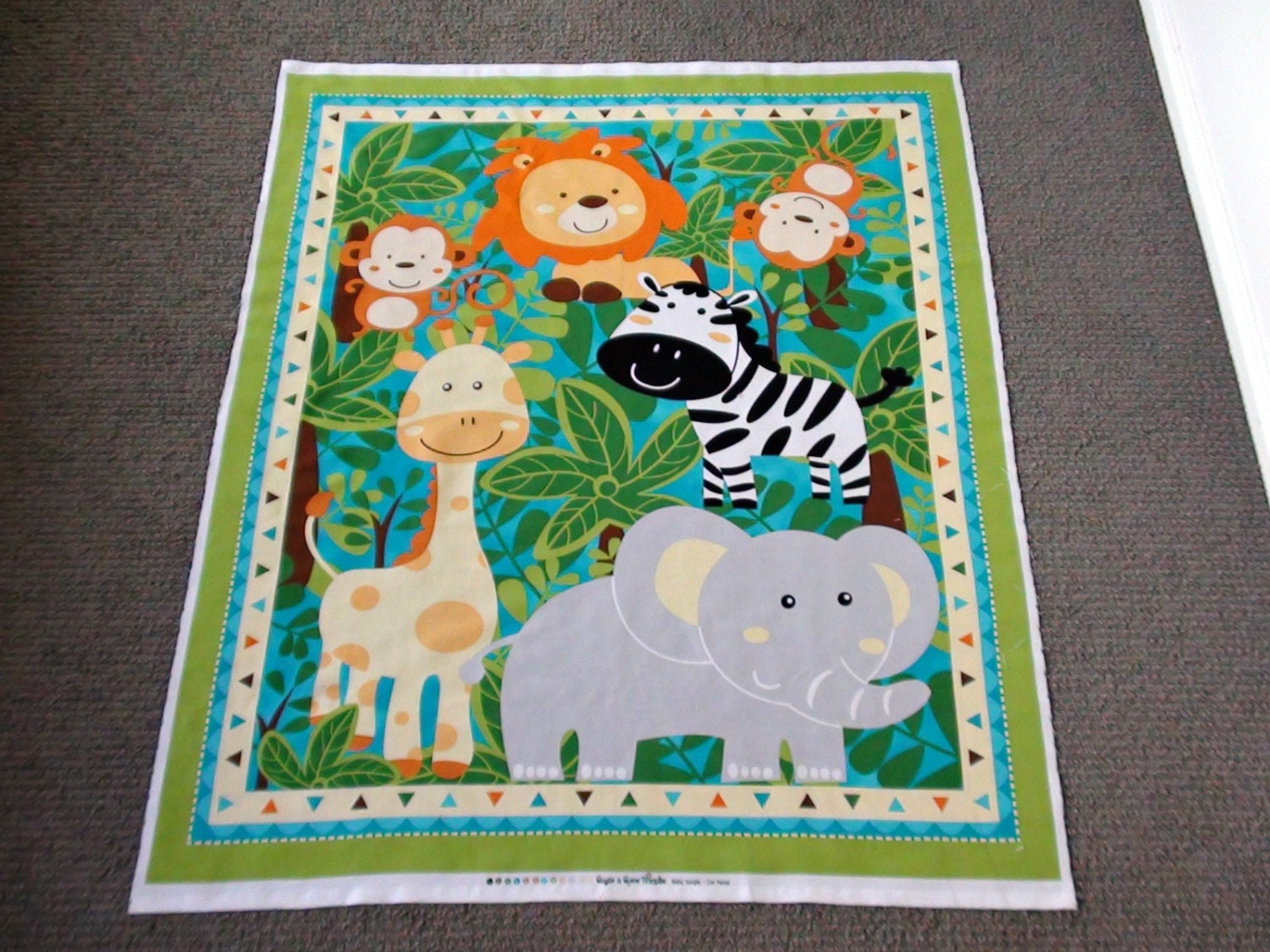 Safari quilting panel Baby quilt panel Jungle animal fabric Etsy