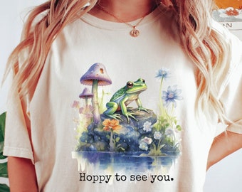 Frosch Shirt, süßes Frosch Shirt, Cottage Core Frosch Shirt, Cottage Core Frosch Shirt, Frosch Liebhaber Geschenk, Aquarell Frosch Shirt, botanischer Frosch