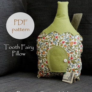 Tooth Fairy HOUSE Pillow Pattern, DIY Waldorf Pattern, Tooth Fairy Fabric Houses, Peg Doll, PDF Sewing Pattern, Kids Pillow Pattern, Gnomes image 1