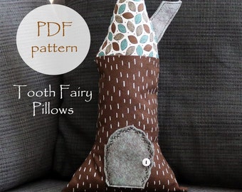 Tooth Fairy TREE HOUSE pdf Pillow Pattern, Waldorf Dolls, Pillow Pattern, DIY Pillow Pattern, Gnome Pillow, Tooth Fairies, Fabric Houses