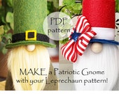 Fourth of July Gnomes, PATRIOTIC and Leprechaun pdf Gnome Pattern, St Patricks Day Gnome Patterns, Irish Leprechauns Gnome Pattern, Gnomes,