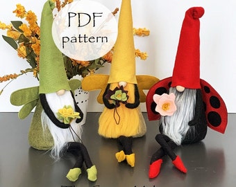 Gnome Sewing Pattern, Bee Dragonfly Ladybug, Craft Sewing Patterns, Doll Sewing Pattern, Gnomes Patterns, Craft Patterns, Gnome Pattern