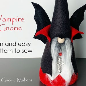 Halloween VAMPIRE Gnome PDF Sewing Pattern, Halloween Gnomes, Vampire Bat Patterns, Gnome Patterns, Cloth Doll PDF, Craft Patterns, Vampire