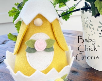 BABY CHICK Gnome Sewing Pattern, Craft Sewing Pattern, Easter Gnomes, Chicken Gnomes, Gnome Home Decor, Doll Sewing Patterns, Easter Basket