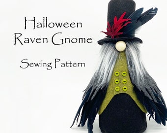 HALLOWEEN RAVEN Gnome Sewing Pattern, Holiday Sewing Patterns, Craft Sewing Patterns, Gnomes, Spooky, Halloween Decor, Gnome Patterns,