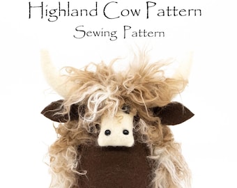 HIGHLAND COW Gnome Sewing Pattern, Doll Sewing Supplies Patterns, Home Decor, Highlander, Decorated Cows, Sewing, Crafts, Animals, Stuffed,