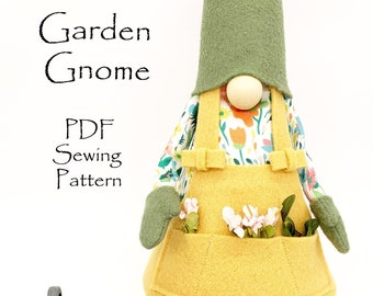 GARDEN Gnome Sewing Pattern, Gnome Patterns, Spring Gnome, Easter Gnome Patterns, Mother's Day Gnome, Valentine Gnomes, Gardening Gnome