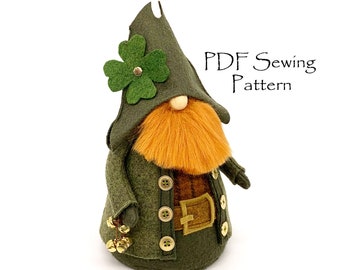 Leprechaun CHURICHAUN Gnome Pattern, Craft Sewing Patterns, Gnome Tutorial Patterns, Leprechaun Tutorial Pattern, Gnomes, St Patrick's Gnome