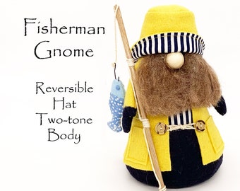 FISHERMAN Gnome Sewing Pattern, Fishing Gnome, Beach Gnome Pattern, Gnome Tutorial, Seaside Gnome Pattern, Coastal Gnome, Craft Patterns