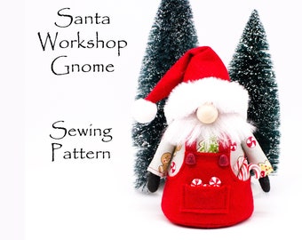 SANTA Workshop Gnome Sewing Pattern, Sewing Tutorial, Friendship Gifts, Santa Claus Decoration, Christmas, Gnomes, Crafts for Adults