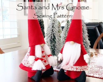 SANTA and MRS Gnome Sewing Pattern, Craft Sewing Pattern, Gnome Patterns, Doll Sewing Pattern, Mrs Santa Claus, Tutorials, Santa Claus